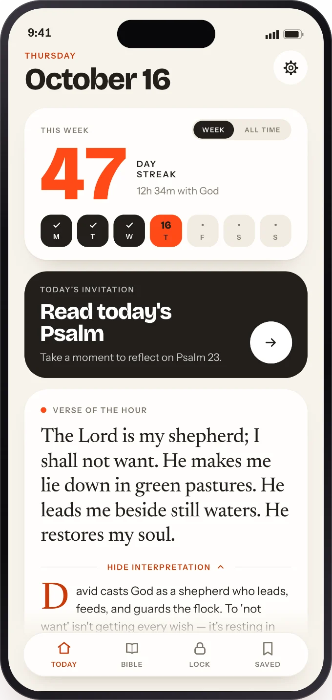 Prayer Screen Home screen on iPhone